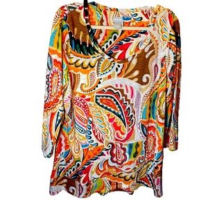 Chicos size L paisley top or oversized wear M with layering